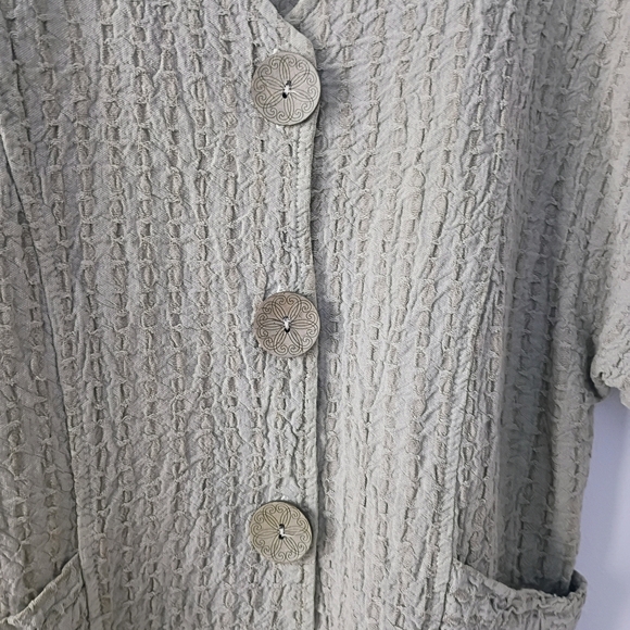 Focus 100% Cotton Crinkle Textured Button Front Jacket Natural Minimalist Coasta - Picture 3 of 7